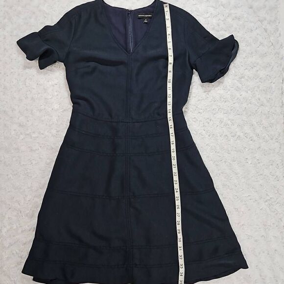Banana Republic Flutter Sleeve Fit Flare Navy Dress With Pockets Size 4 - Picture 8 of 15